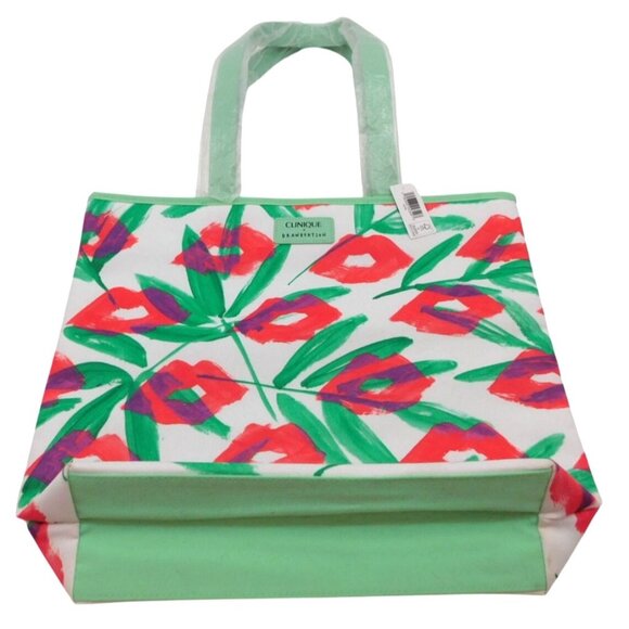 Clinique Handbags - NWT Clinique Drawbertson Floral and Lips Large Tote Bag NEW